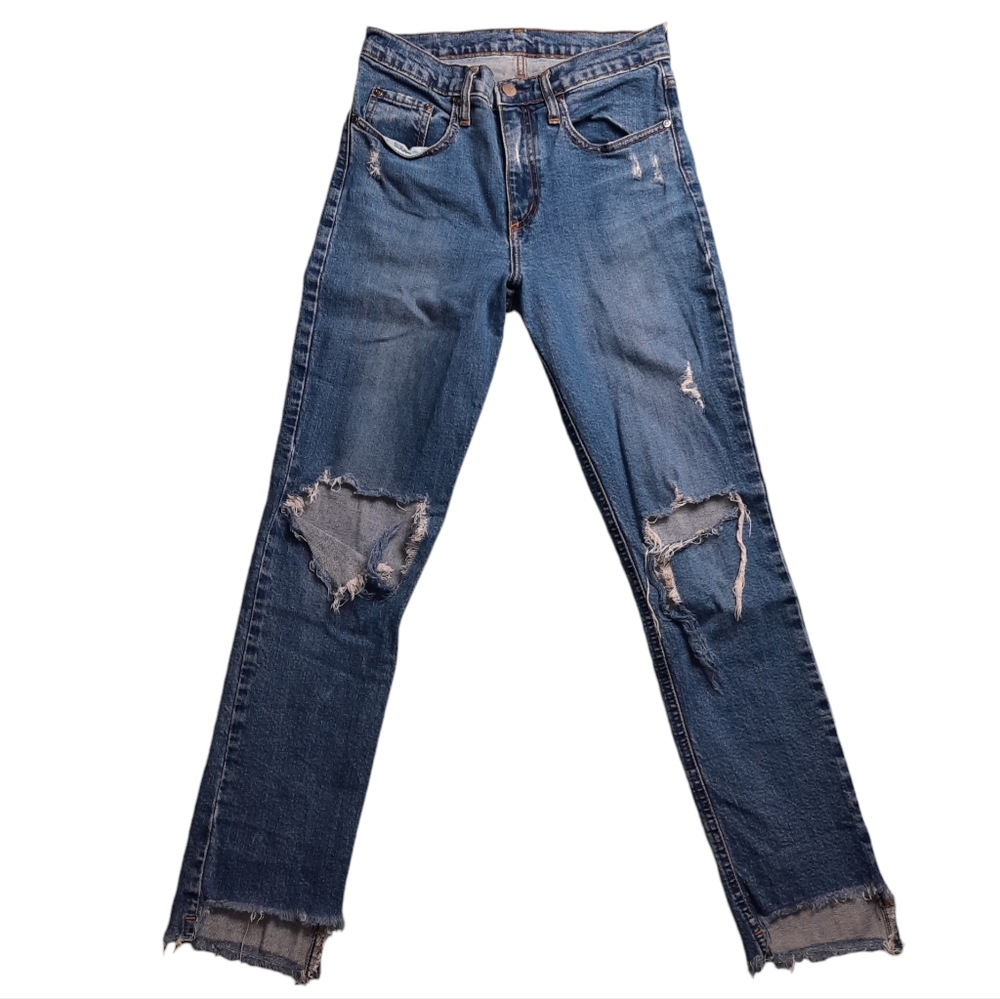 Nobody Denim True Jean High Rise Distressed Relaxed Skinny Crop Jeans SZ…